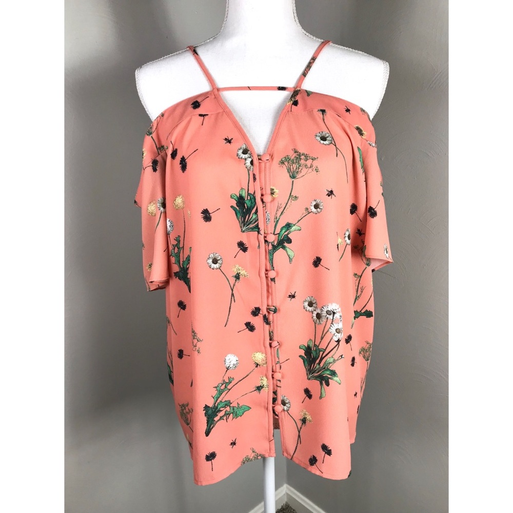 Express Blouse size L Off Shoulder Top Floral - Picture 3 of 7
